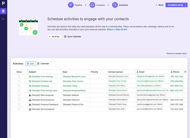 Pipedrive Activity Setup