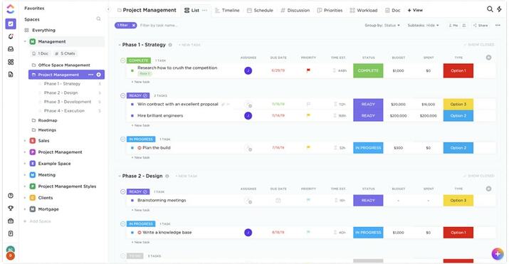 ClickUp's project management interface