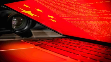 China flag on laptop screen