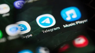 Skype, Telegram and Apple Music logos