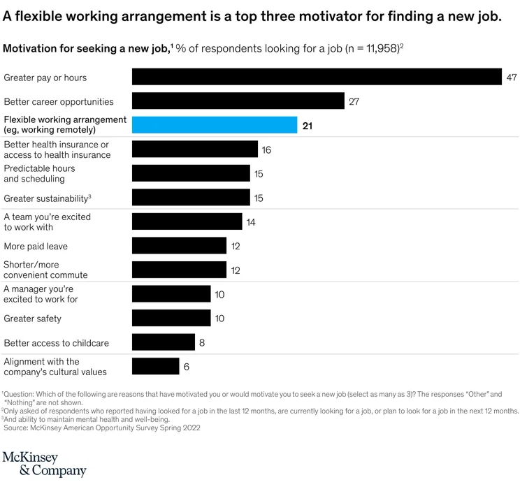 Graph showing results from the McKinsey 2022 American Opportunity survey
