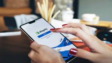 Shopify on phone screen