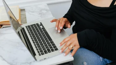 Woman using laptop