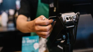 A POS machine in a cafe