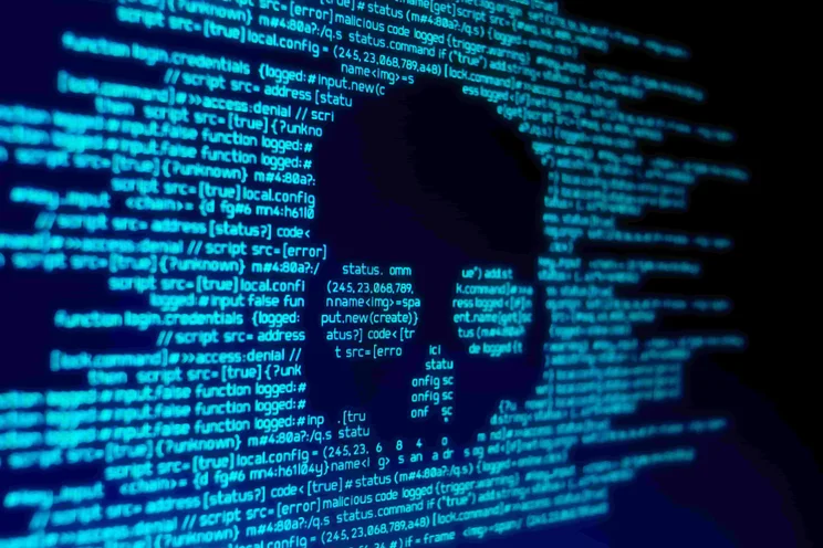 Malware Abstract Image: Skull in Code