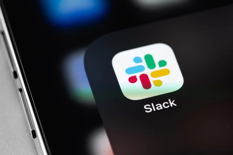 Slack logo on phone screen