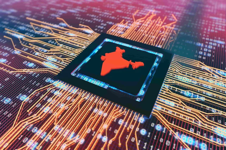India Outline on Microchip Board