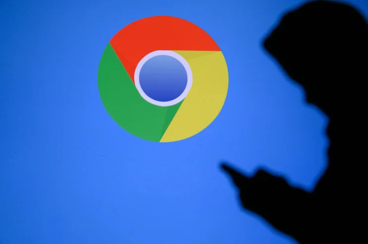 Chrome user against a blue backdrop