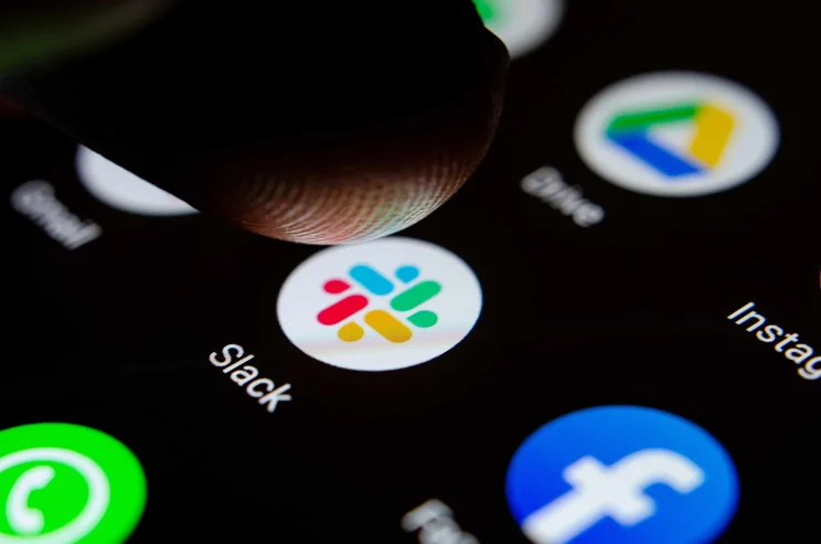 Slack on phone screen
