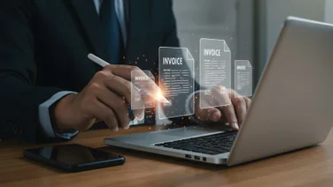 Accounting software on laptop