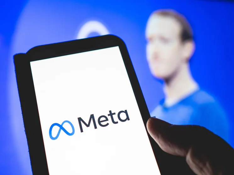 Meta logo with CEO