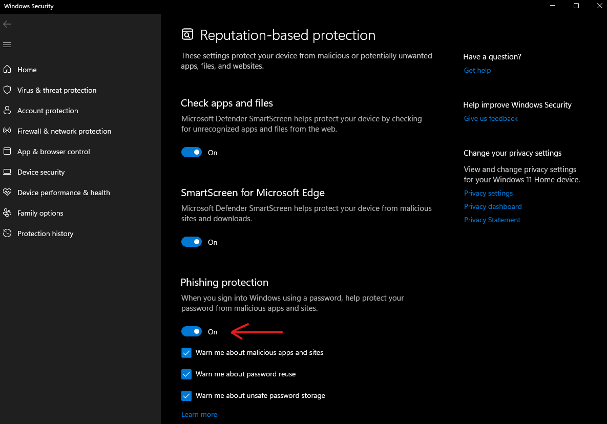 Windows Password Settings