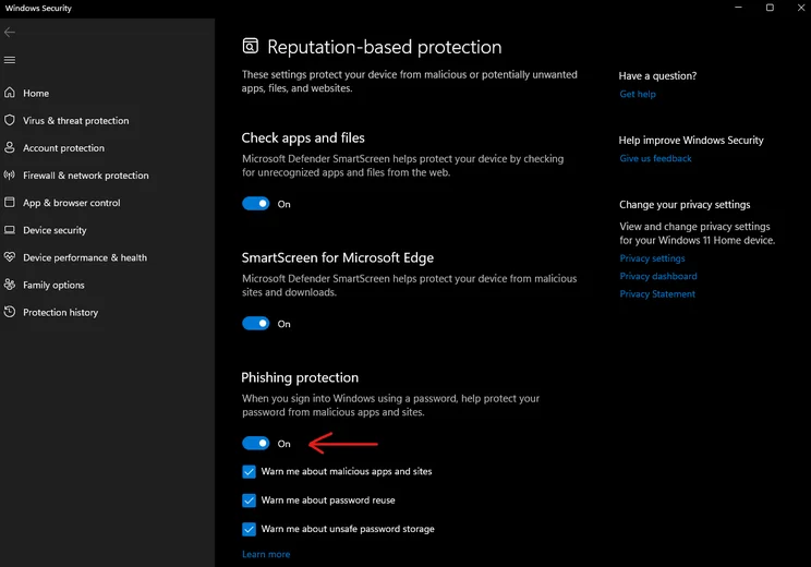 Windows Password Settings