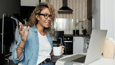 A woman on a video call
