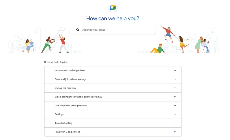 Google Meets support bar