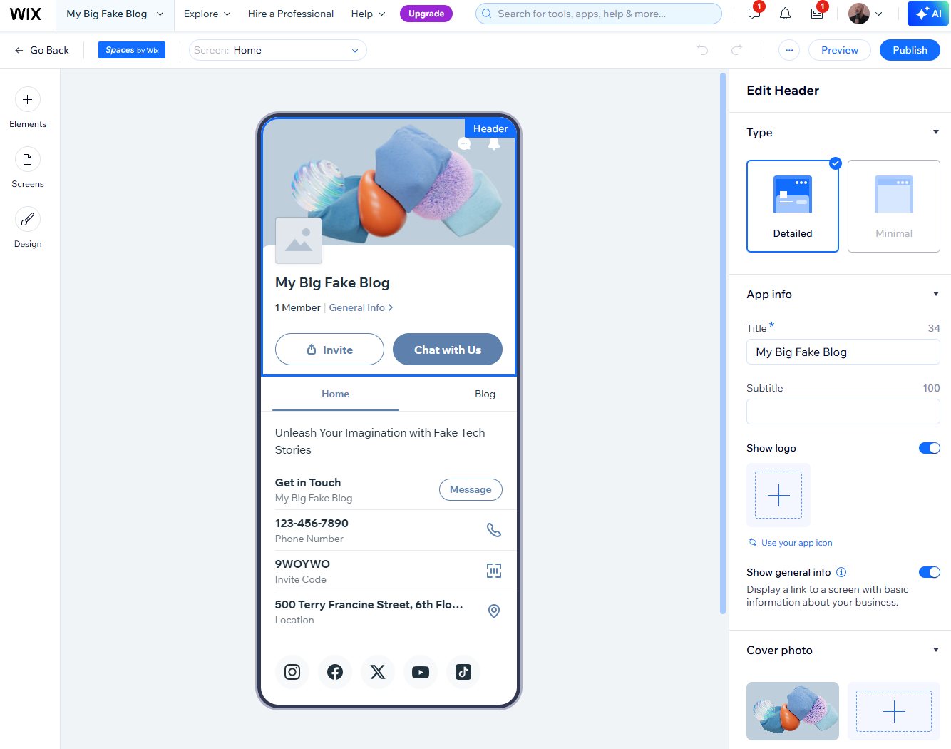 Wix allowed us to edit what the mobile website looks like with a simple editor. Source: Tech.co testing