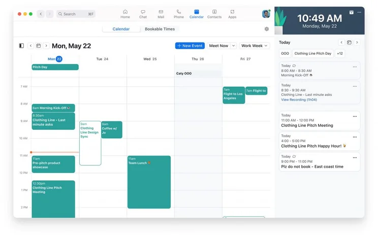 Zoom mail calendar