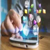 Social media icons spill out of a phone someone is using.