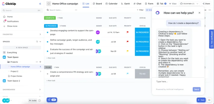ClickUp's List View