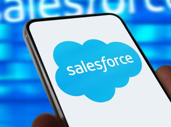 Salesforce logo on a phone