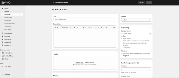 Shopify POS: adding Products