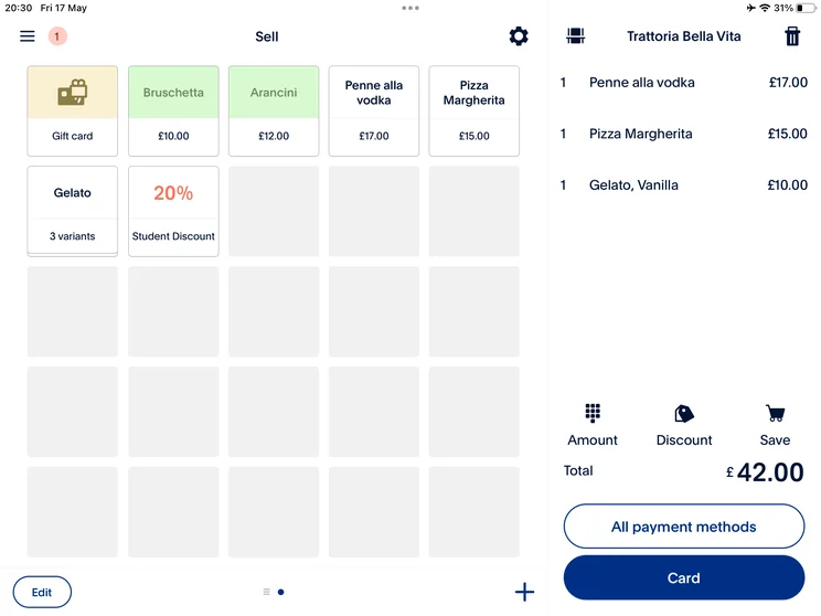 Users will see a view similar to this when ordering with PayPal-POS.