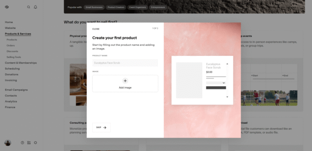 Squarespace: Create your first product
