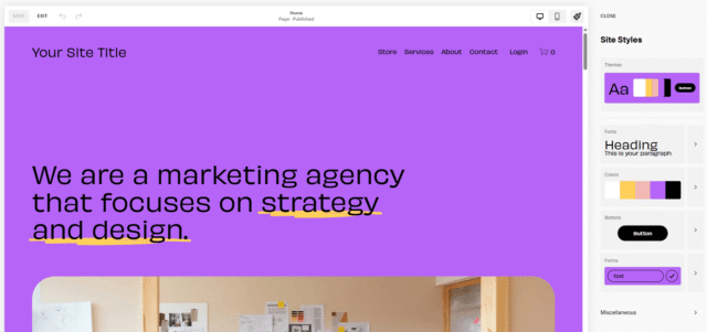 Squarespace website builder design