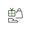 Clover POS Retail icon - hand holding a shopping bag