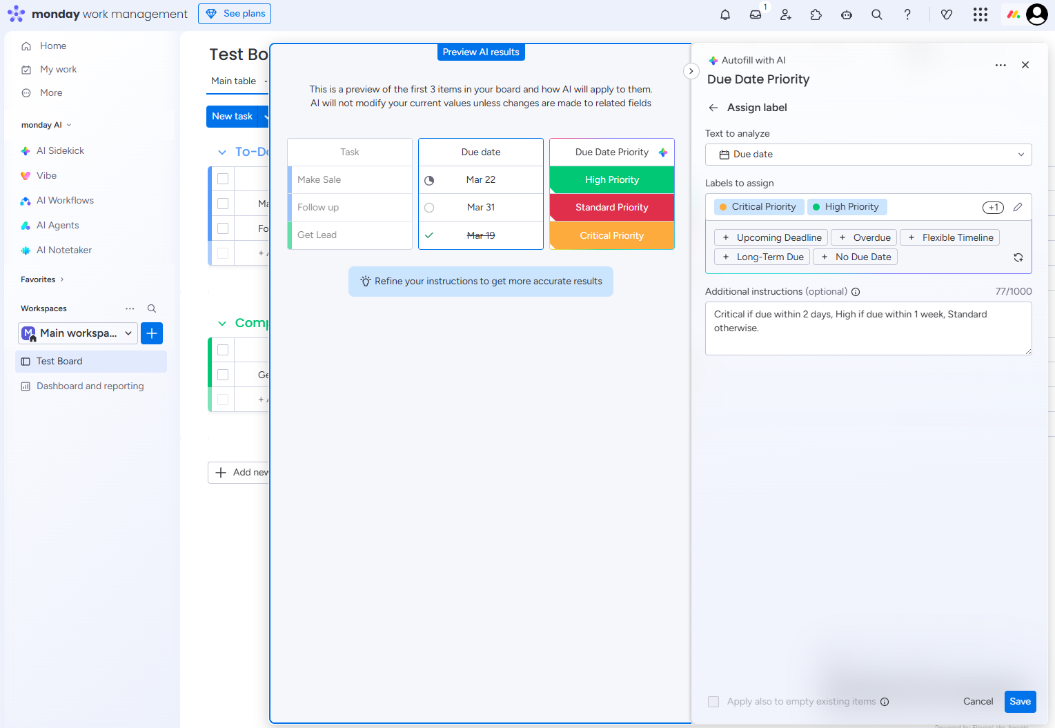 The AI Blocks in monday Work Management allow you to edit specific automations, so you aren't left out of the AI decision making process. Source: Tech.co testing