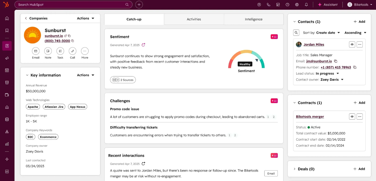 Smart CRM from HubSpot. Source: HubSpot