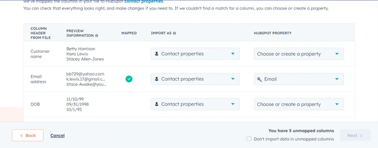Customer Data Import HubSpot