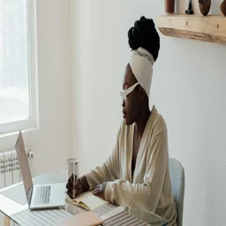 Someone working at home on a laptop