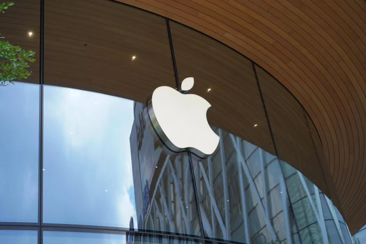 Apple logo in shop front