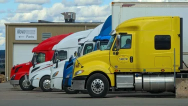 Parked semi-trucks