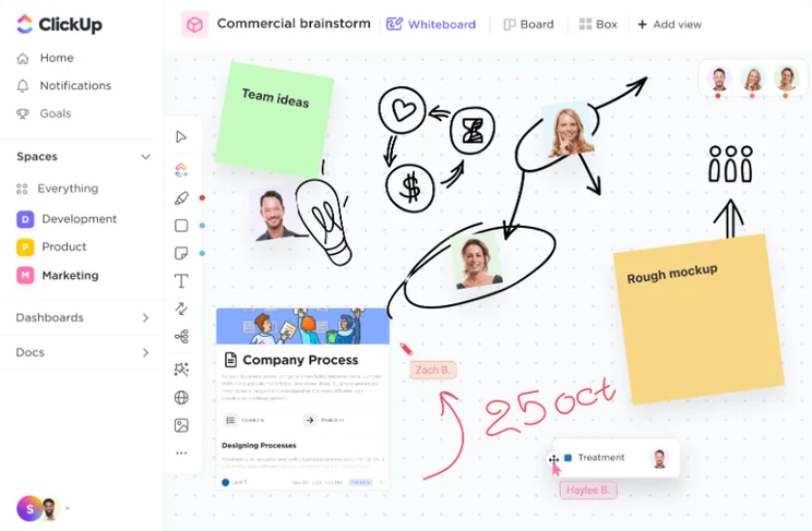 clickup whiteboard feature