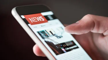 News article on screen