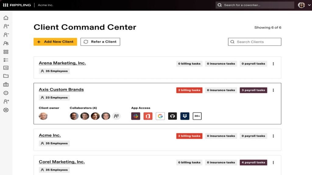 Rippling payroll dashboard