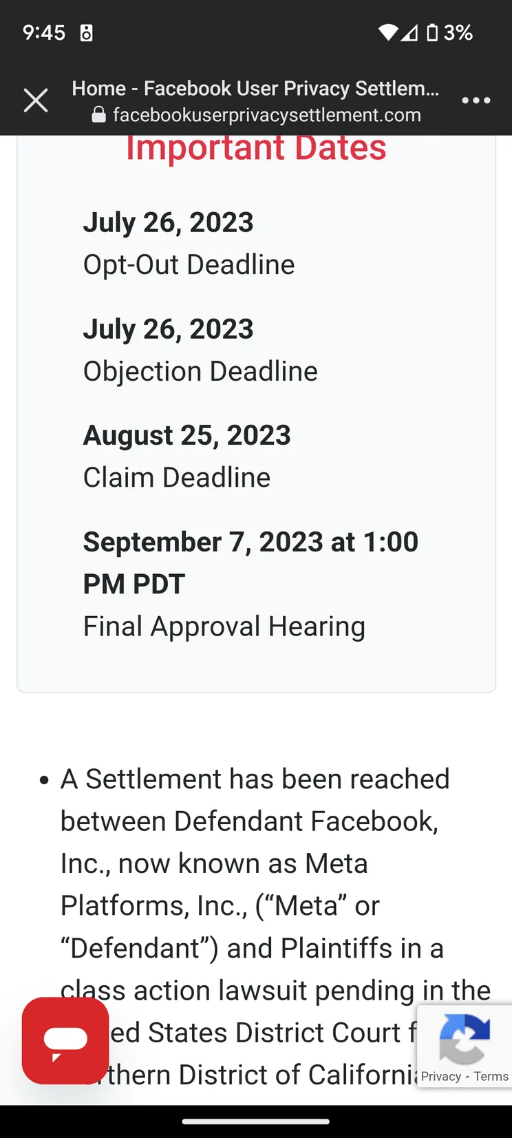 Facebook settlement