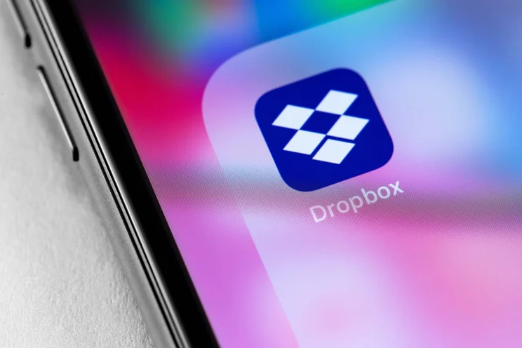 Dropbox logo on phone screen