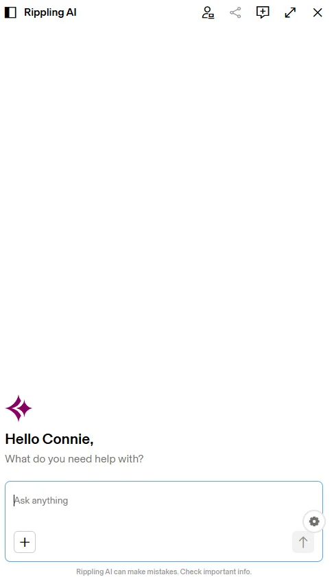 Screenshot of Rippling AI chat. Source: Tech.co