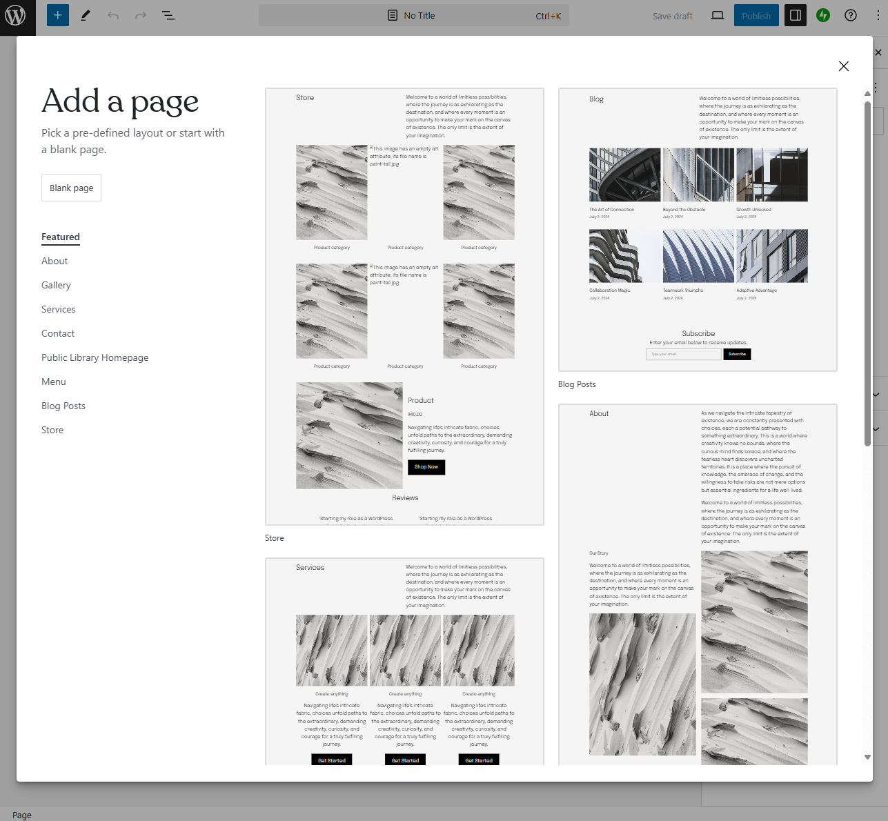 WordPress Add Page