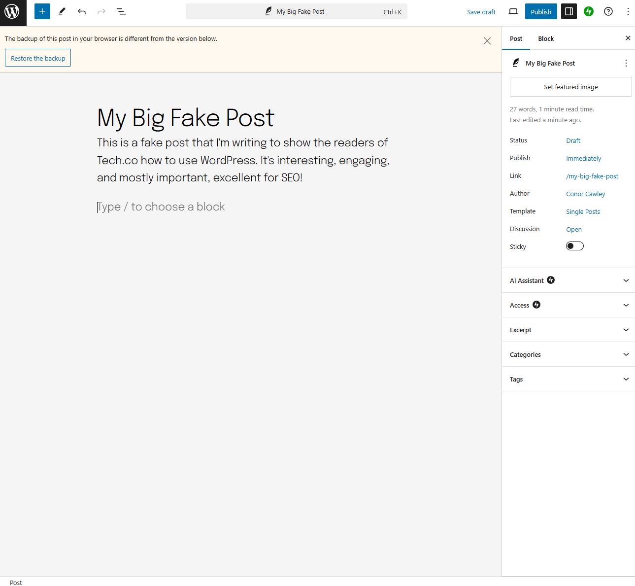 WordPress Add Post