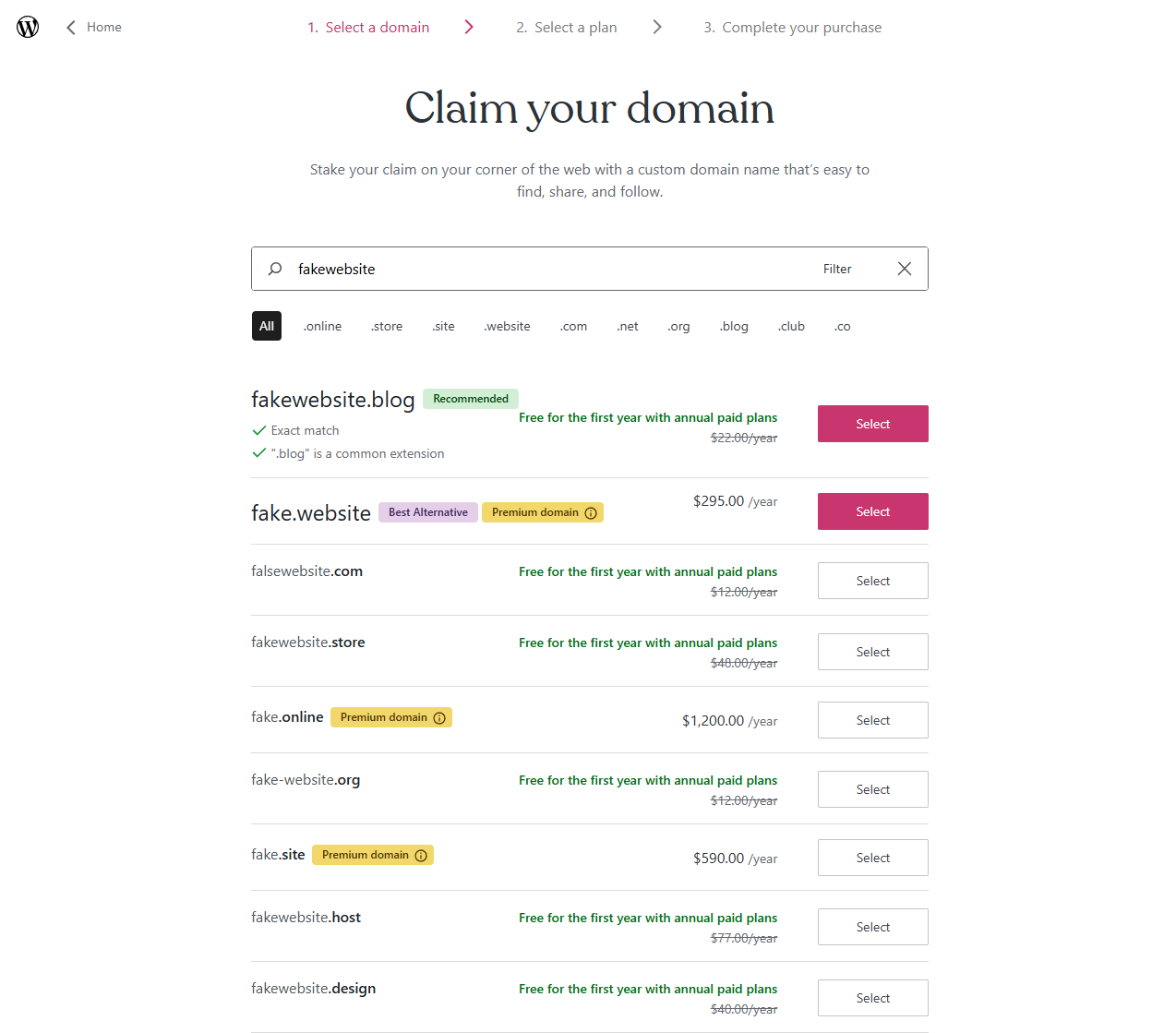 WordPress Claim Domains