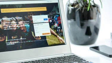 Twitter login page on laptop