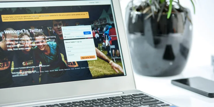 Twitter login page on laptop