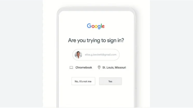 Google's 2FA screen