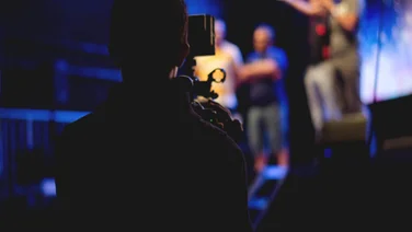 A video camera filming