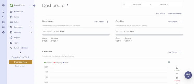 Screenshot of Akaunting. Source: Tech.co testing
