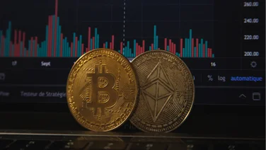 crypto coins on a graph
